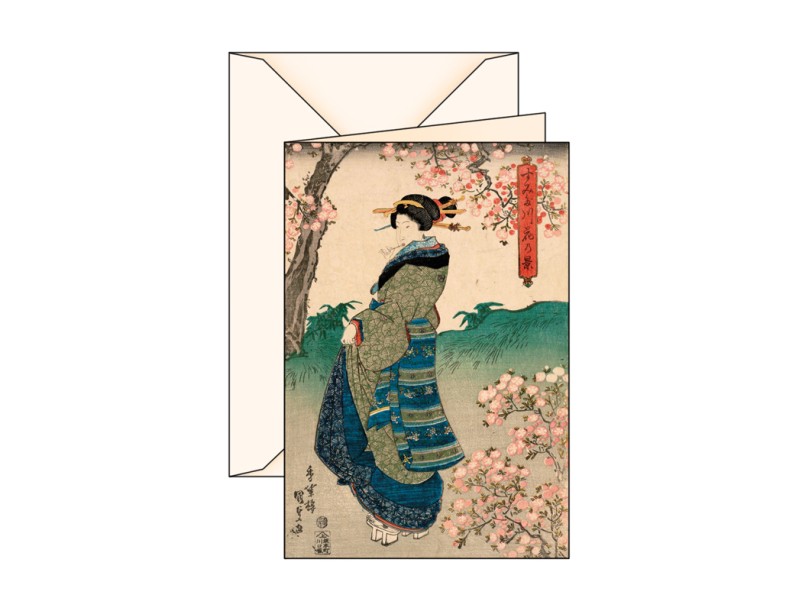 Greating card Ukiyo-e Cherry trees