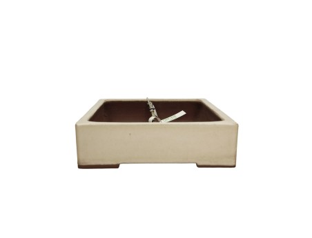 Jarrón Yamaaki Tokoname rectangular de 37 cm, color beige