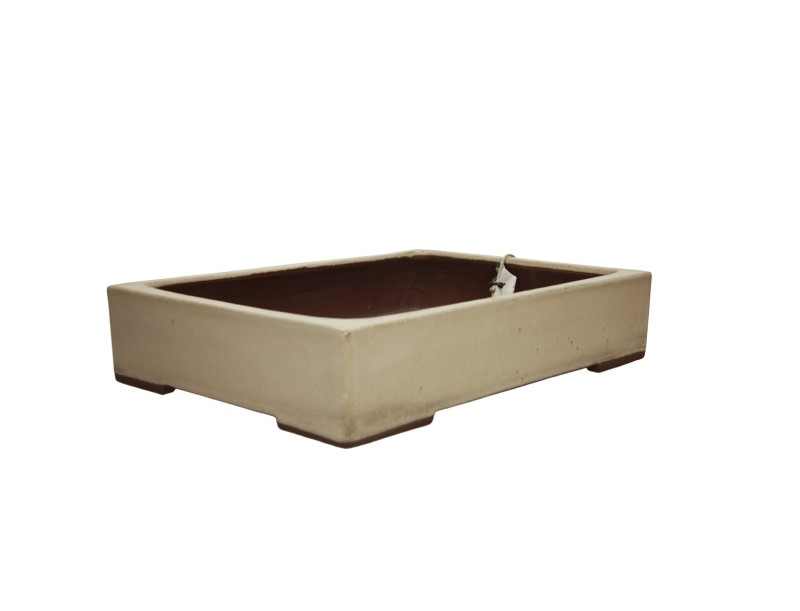 Yamaaki Tokoname rectangular vase, 37 cm, beige