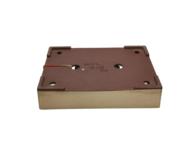 Jarrón Yamaaki Tokoname rectangular de 37 cm, color beige