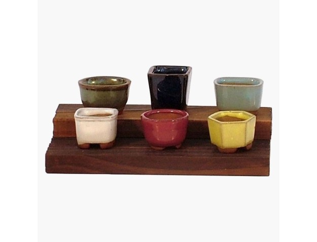 Set vasetti con base in legno