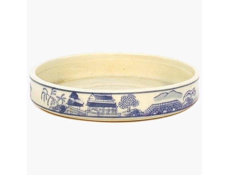 Sottovaso 22,5 cm tondo decorato blu
