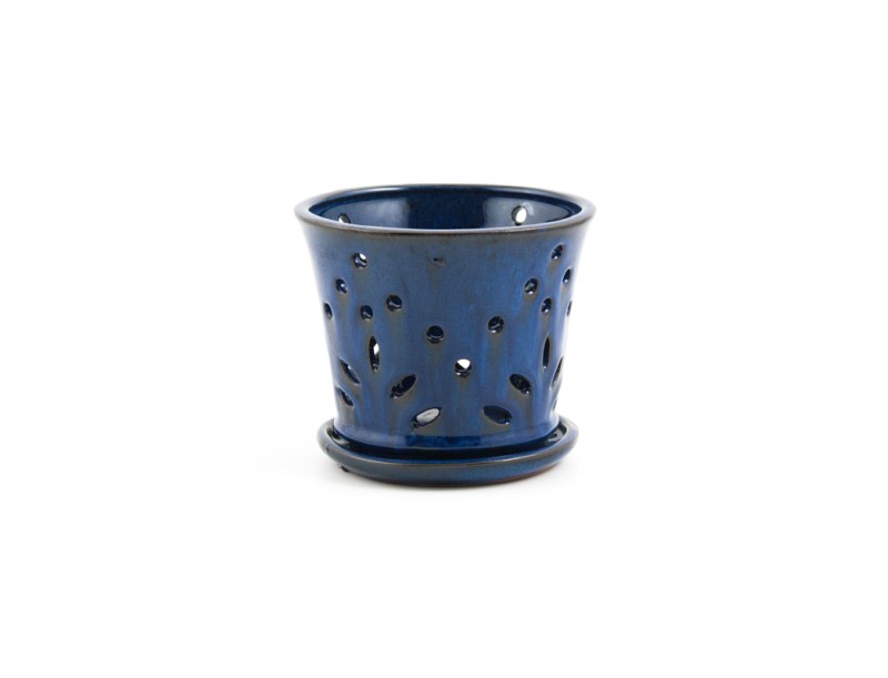 Vaso 15 cm con sottovaso per Orchidee tondo verde