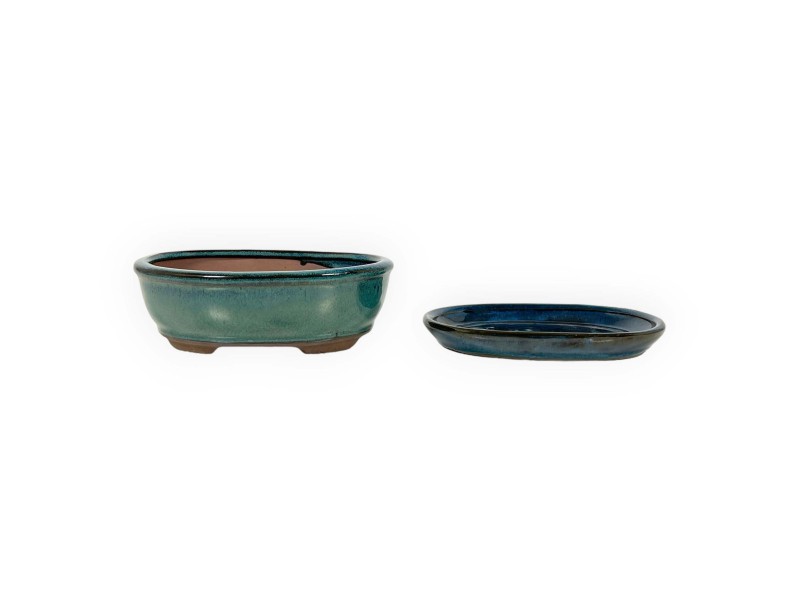 Pot 18,5 cm ovale vert aqua