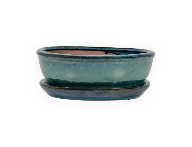 Pot 18,5 cm oval water green