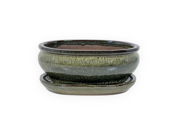 Pot 18,5 cm oval green