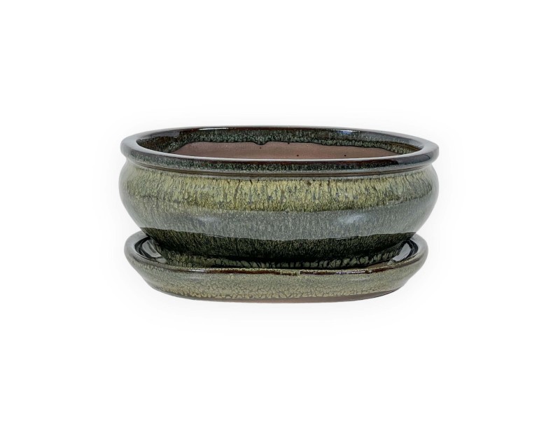 Pot 18,5 cm oval green