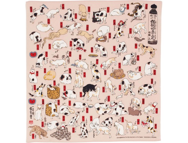 Furoshiki 68 cm - Gatti / rosa