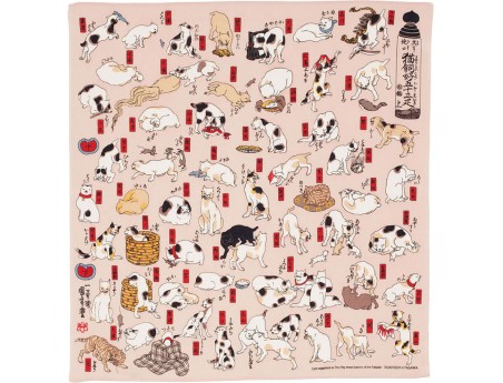 Furoshiki 68 cm - Gatti / rosa