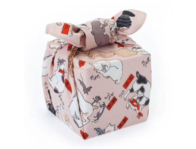 Furoshiki 68 cm - Katten / roze 2