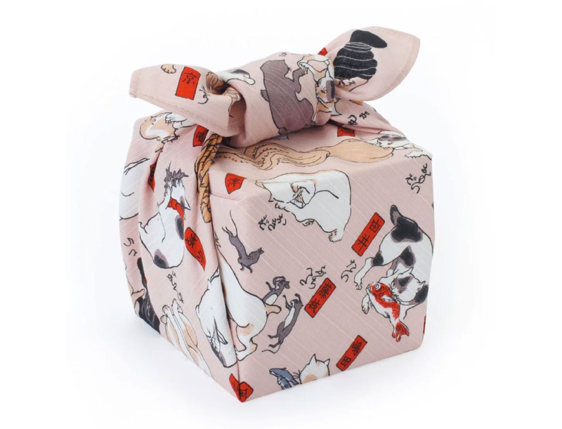 Furoshiki 68 cm - Gatti / rosa