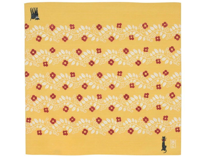 Furoshiki 48 cm - Yellow with cat