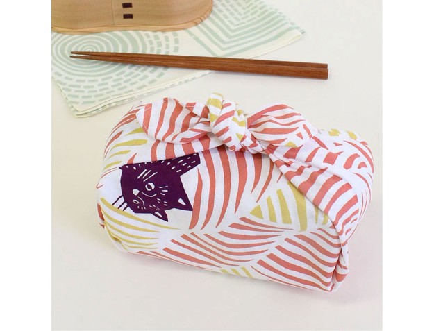 Furoshiki 45 cm - Pájaros y gatos Rosa 2