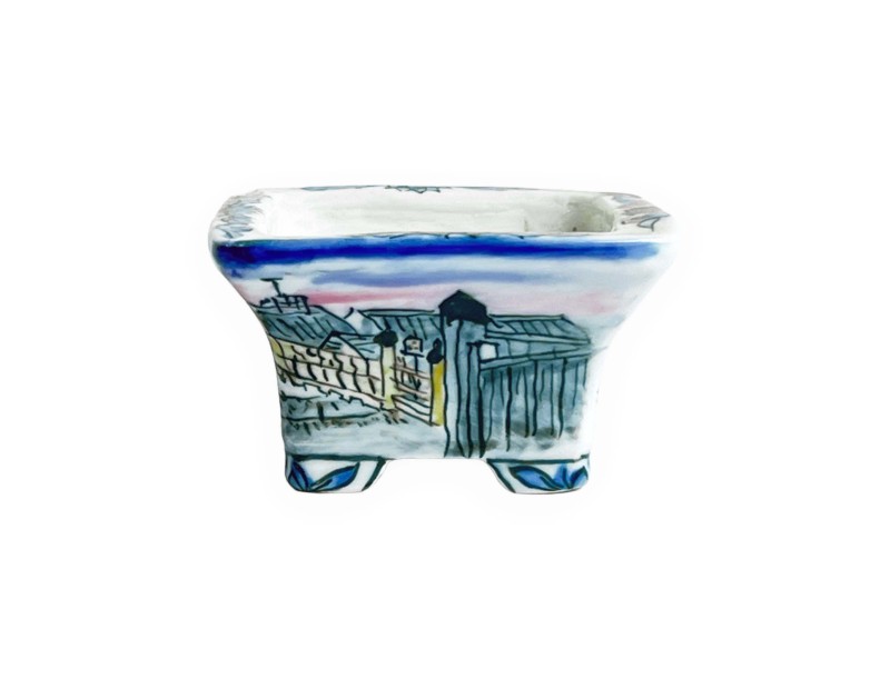 Vaso - Uematsu Tosui - La città di primo mattino - 9 cm