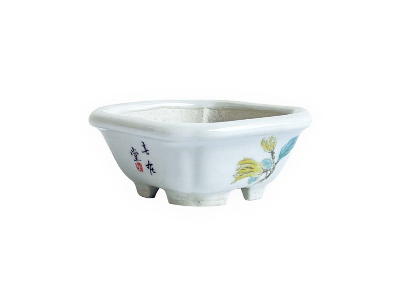 Vaso quadrato - Fiore giallo - 8 cm