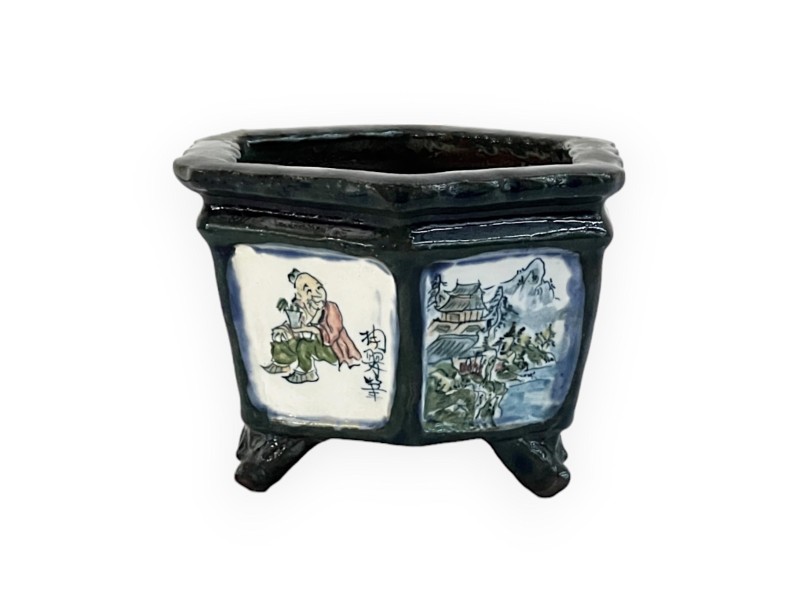Vaso - Tosui - Bonsaista con paesaggio - 13,5 cm