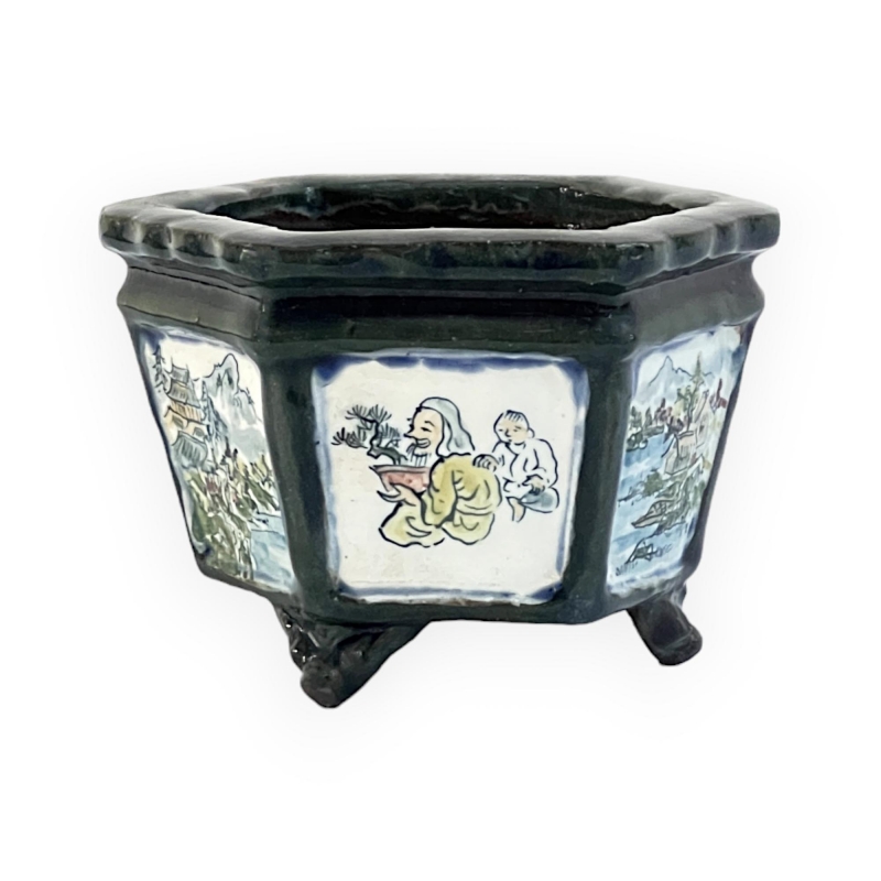 Pot - Tosui - Bonsaïste avec paysage - 13,5 cm