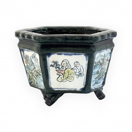 Vaso - Tosui - Bonsaista con paesaggio - 13,5 cm