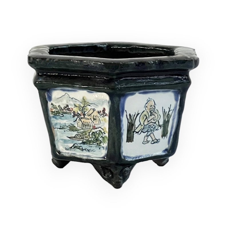 Pot - Tosui - Bonsaïste avec paysage - 13,5 cm