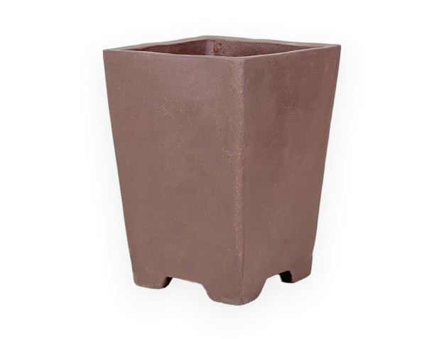 Square unglazed stoneware Chinese Bonsai pot - 18 cm 2
