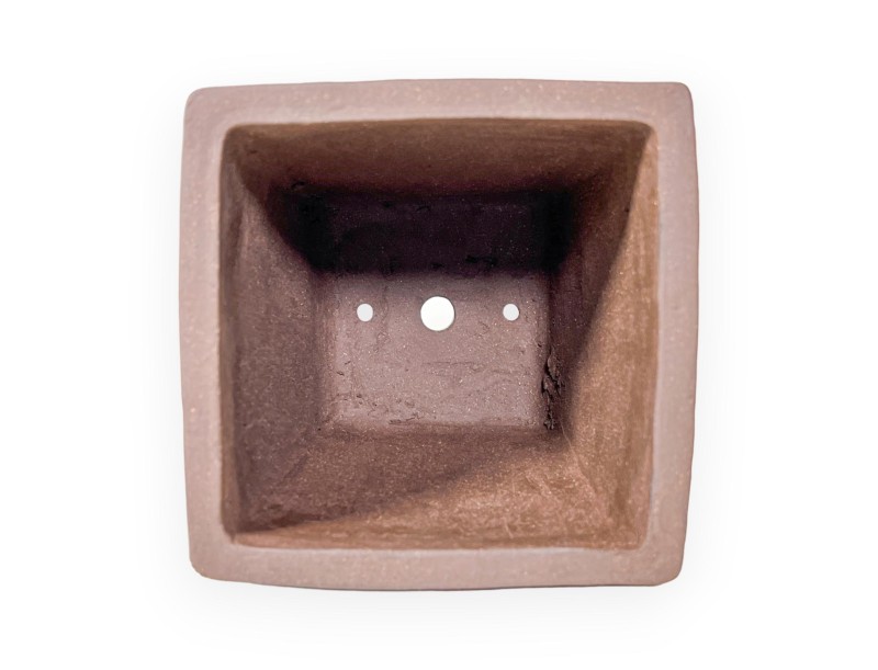 Pot carré en grès non émaillé pour bonsaïs chinois - 18 cm