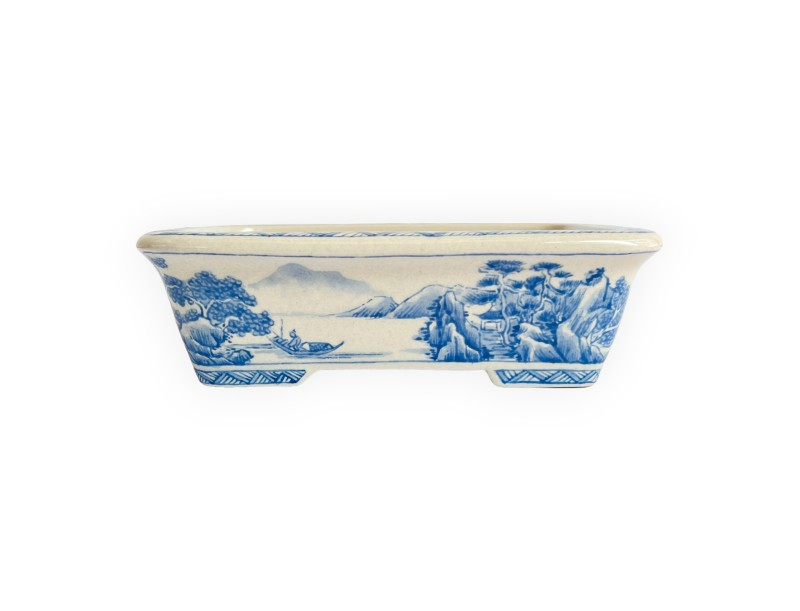 Vaso - Xu Lei Nuo - Fiume con barca - 13,5 cm