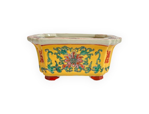 Pot - Red floral pattern - 12,5 cm