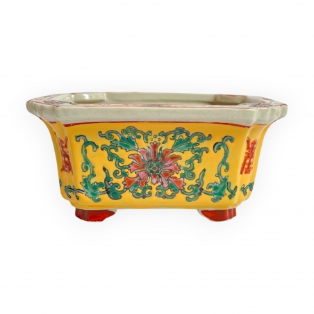 Pot - Red floral pattern - 12,5 cm