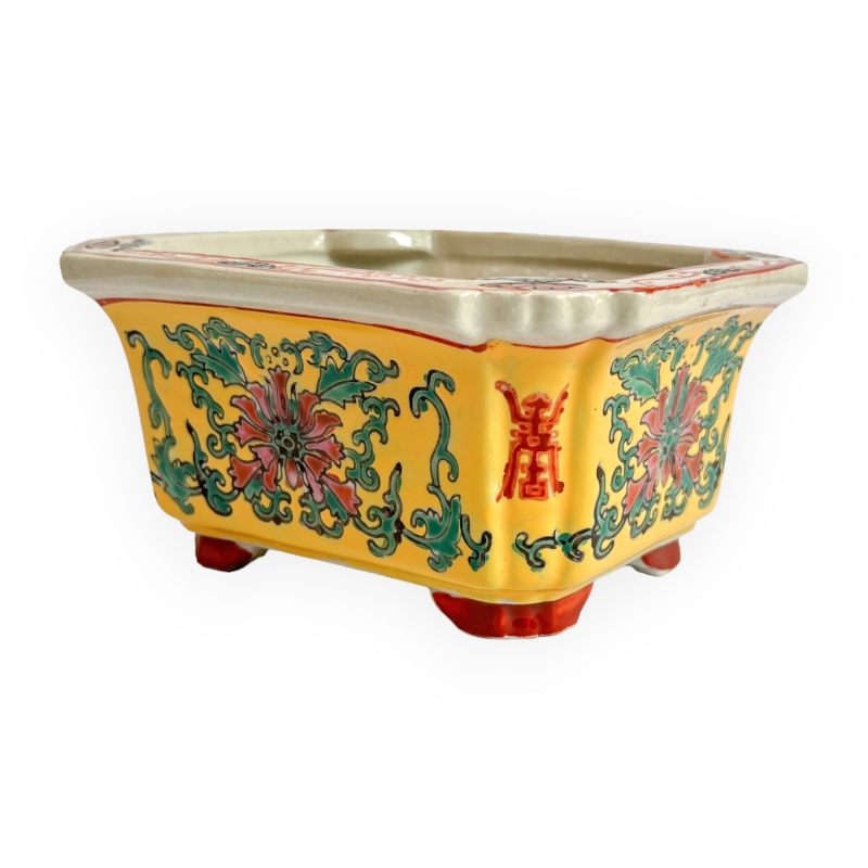 Pot - Red floral pattern - 12,5 cm