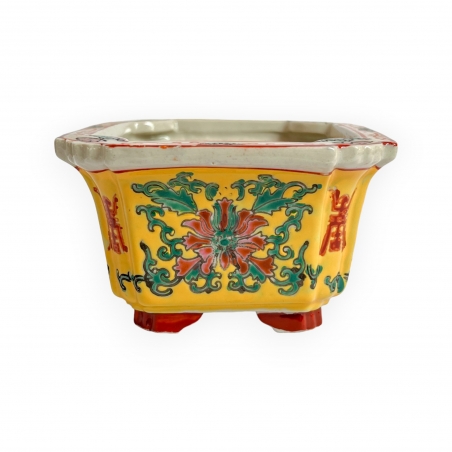 Pot - Red floral pattern - 12,5 cm