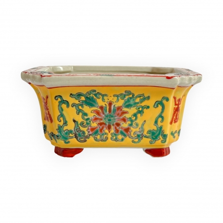 Pot - Red floral pattern - 12,5 cm
