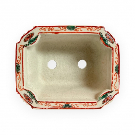 Pot - Red floral pattern - 12,5 cm