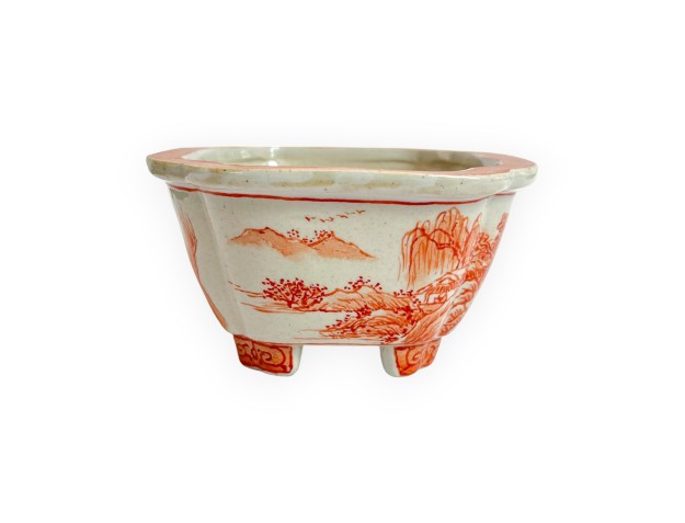 Pot - Xu Lei Nuo - Landscape with fishermen - 14,5 cm 2