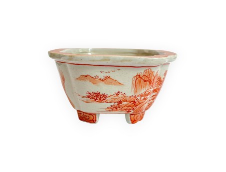 Pot - Xu Lei Nuo - Landscape with fishermen - 14,5 cm