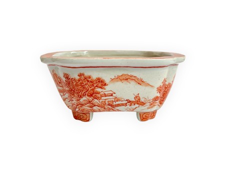Pot - Xu Lei Nuo - Landscape with fishermen - 14,5 cm