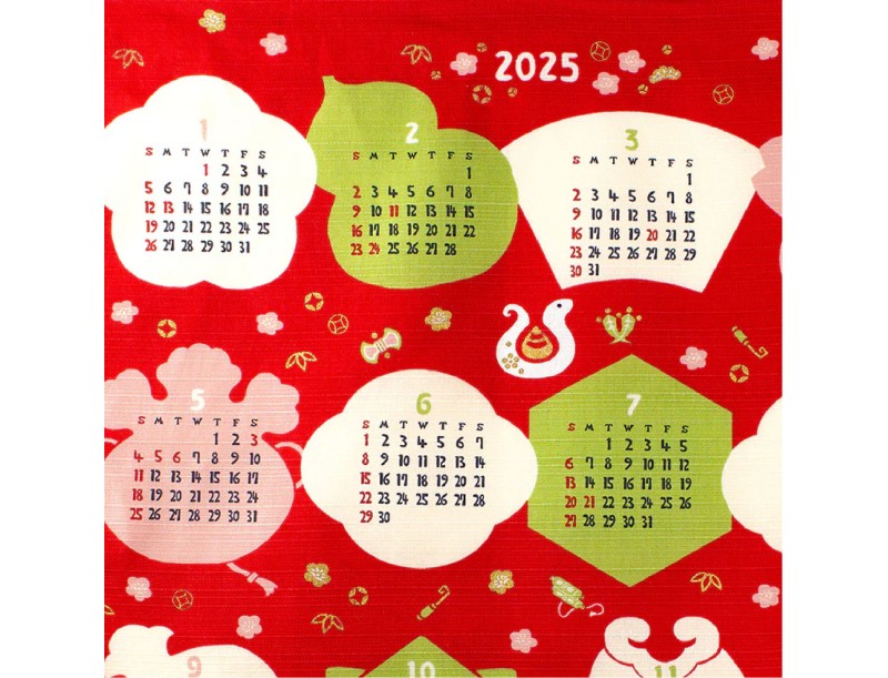 Furoshiki 50 cm Serpiente Shiki no Irodori, Calendario Rojo