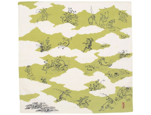 Furoshiki 48 cm - Choju jinbutsu giga - Konijnen, kikkers en apen in de wolken