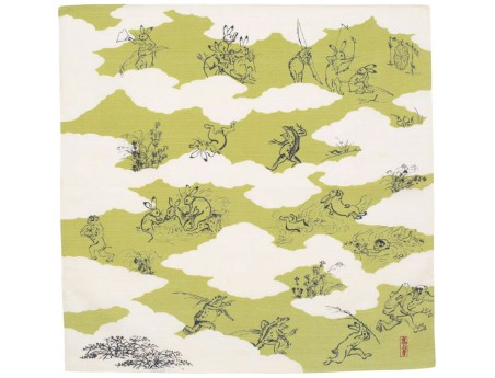 Furoshiki 48 cm - Choju jinbutsu giga - Conejos, ranas y monos en las nubes