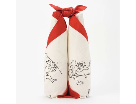 Furoshiki 68 cm - Choju jinbutsu giga - Ventana redonda con conejos y ranas
