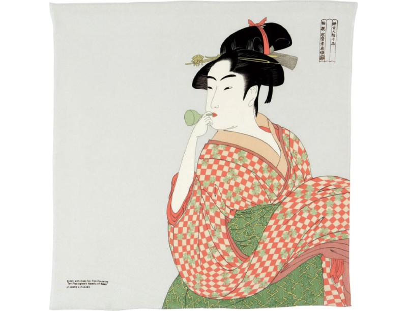 Furoshiki 68 cm - Ukiyo-e - Una mujer jugando