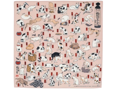 Furoshiki 104 cm - Gatos como las cincuenta y tres estaciones del Tokaido