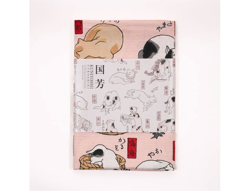Furoshiki 104 cm - Gatos como las cincuenta y tres estaciones del Tokaido