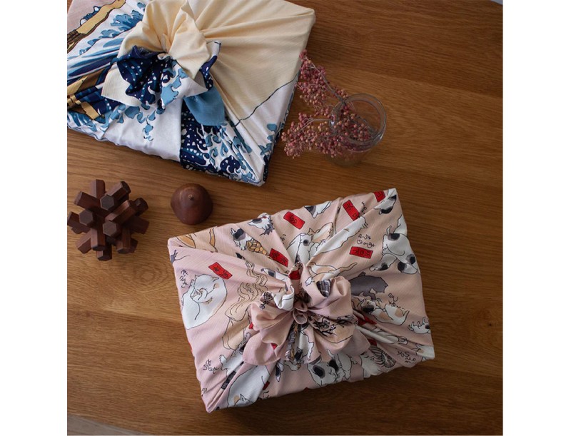 Furoshiki 104 cm - Gatos como las cincuenta y tres estaciones del Tokaido