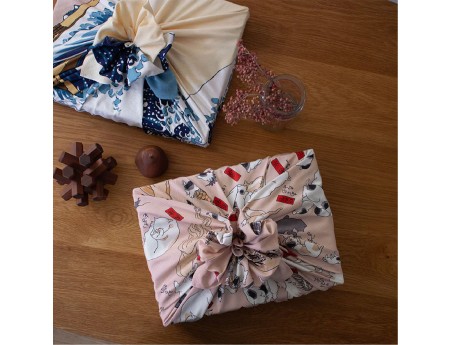 Furoshiki 104 cm - Les chats aiment les cinquante-trois stations du Tokaido