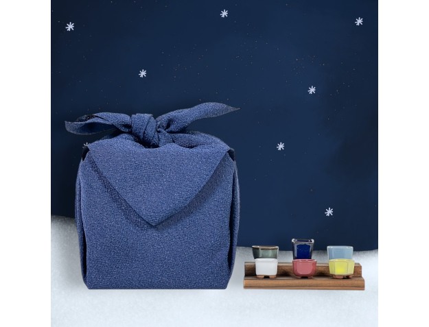 Set Mini Pots & Blue Furoshiki 45cm 2