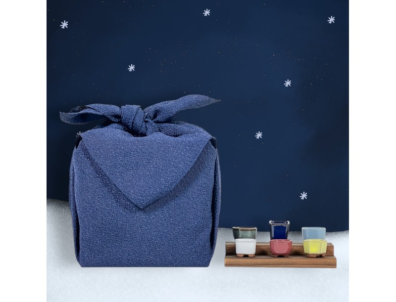 Set Mini Vasetti & Furoshiki Blu 45cm