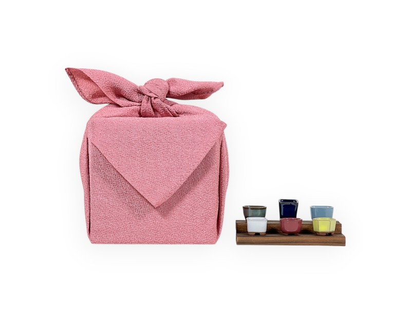 Set Mini Pots & dark pink Furoshiki 45cm