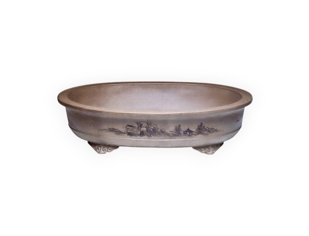 Maceta 61 cm oval grès