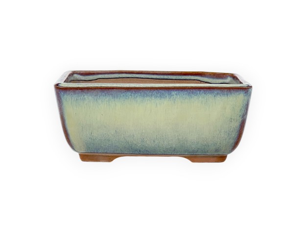 Rectangular glazed stoneware Japanese Bonsai pot - 12 cm