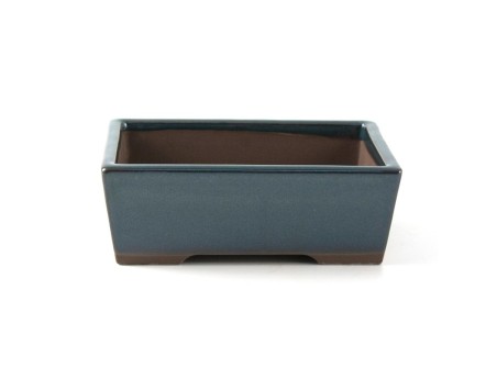Pot rectangulaire grès émaillé pour bonsaïs japonais - 18,5 cm